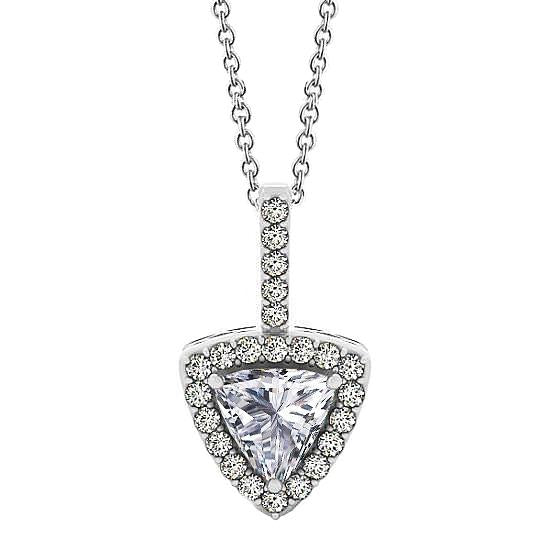 Collier pendentif diamant halo forme trillion sans chaîne 1.50 ct. GT - HarryChadEnt.FR