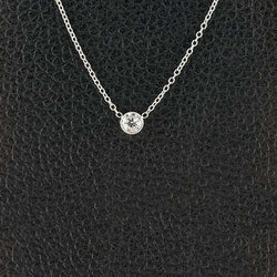 Collier pendentif diamant rond taille brillant 1 carat en or blanc 14 carats