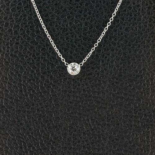 Collier pendentif diamant rond taille brillant 1 carat en or blanc 14 carats - HarryChadEnt.FR