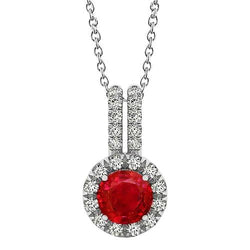 Collier pendentif diamant rubis Coupe Ronde en or blanc de 4.50 carats 14K