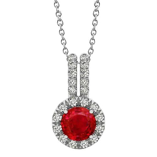 Collier pendentif diamant rubis taille ronde en or blanc de 4.50 carats 14K - HarryChadEnt.FR
