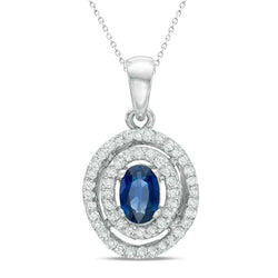 Collier pendentif diamant saphir Sri Lanka de style cercle 4 ct. GT 14K