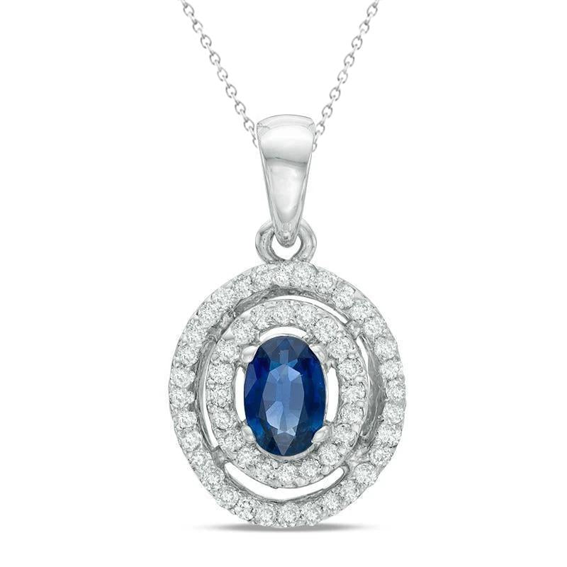 Collier pendentif diamant saphir Sri Lanka de style cercle 4 ct. GT 14K - HarryChadEnt.FR