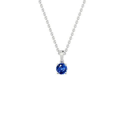Collier pendentif diamant saphir de Ceylan Coupe Ronde 2 carats WG 14K