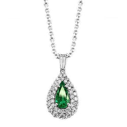 Collier pendentif émeraude verte avec diamants 3.90 ct. GT 14K