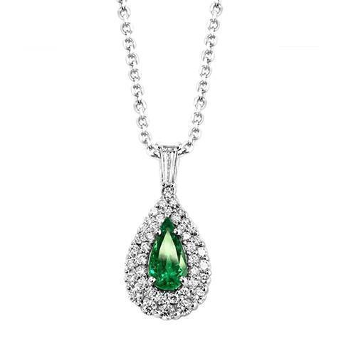 Collier pendentif émeraude verte avec diamants 3.90 ct. GT 14K - HarryChadEnt.FR