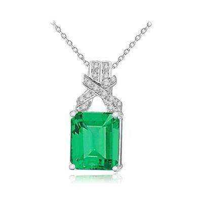 Collier pendentif émeraude verte colombienne et diamant 12.40 ct. GT 14K - HarryChadEnt.FR