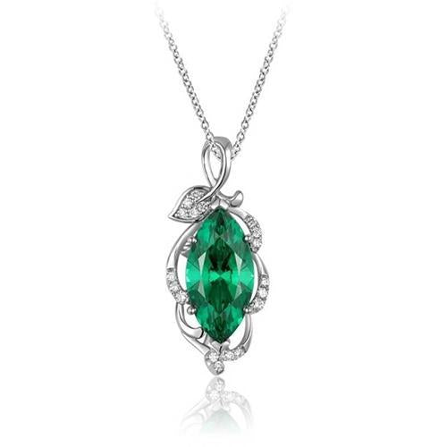 Collier pendentif émeraude verte et diamants pierres précieuses 5.35 ct. GT 14K - HarryChadEnt.FR