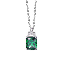 Collier pendentif émeraude verte et diamants pierres précieuses 6.20 carats WG 14K