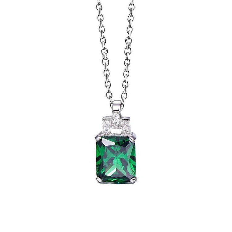 Collier pendentif émeraude verte et diamants pierres précieuses 6.20 carats WG 14K - HarryChadEnt.FR