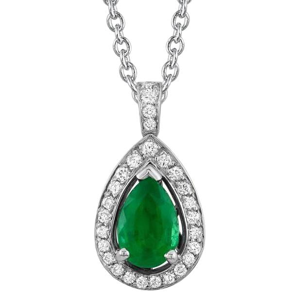 Collier pendentif émeraude verte et diamants pierres précieuses 8.35 carats WG 14K - HarryChadEnt.FR