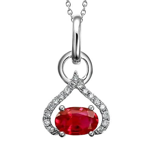 Collier pendentif en forme de coeur 6.55 ct. Rubis Et Diamants Nouveau - HarryChadEnt.FR