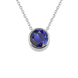 Collier pendentif en saphir de Ceylan rond serti de lunette bijoux 1.50 quilates