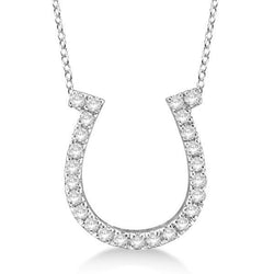 Collier pendentif fer à cheval avec diamants Coupe Ronde 2.5 ctOr blanc 14K