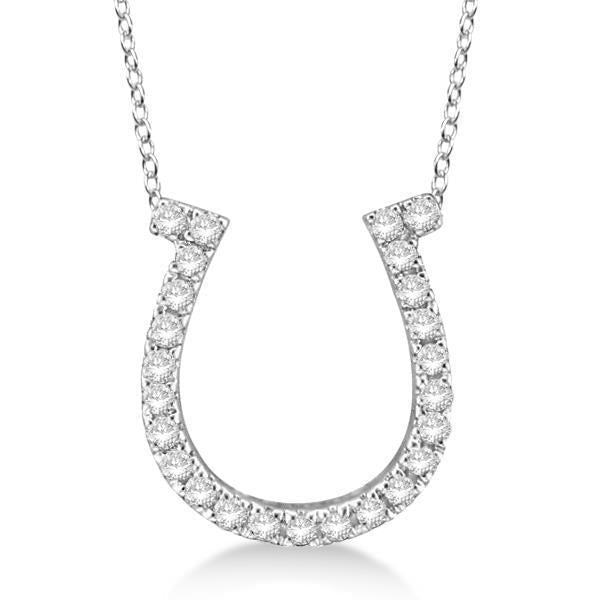 Collier pendentif fer à cheval avec diamants taille ronde 2.5 ctOr blanc 14K - HarryChadEnt.FR