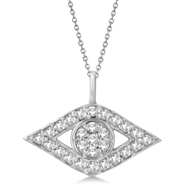 Collier pendentif oeil diamants taille ronde 2.7 ct en or blanc 14 carats - HarryChadEnt.FR