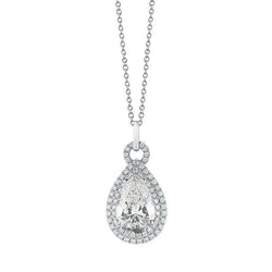 Collier pendentif poire avec diamant Coupe Ronde en or blanc 5.5 carats 14K