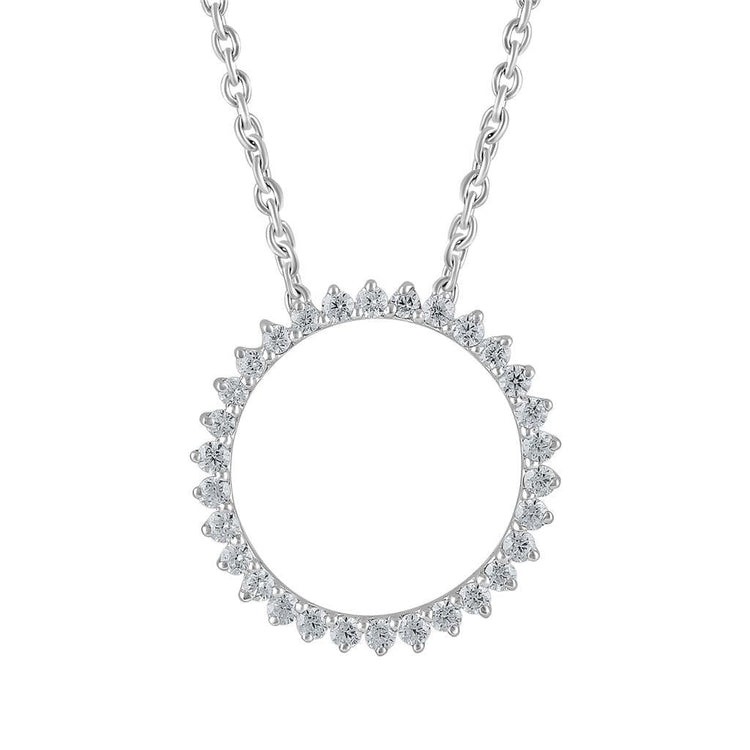 Collier pendentif rond en forme de diamant rond brillant 3.0 carats WG 14K - HarryChadEnt.FR