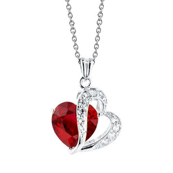 Collier pendentif rubis en forme de cœur de 1,50 carats avec diamants ronds