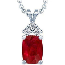 Collier pendentif rubis et diamants avec chaîne 14.25 ct. GT 14K