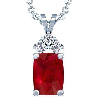 Collier pendentif rubis et diamants avec chaîne 14.25 ct. GT 14K - HarryChadEnt.FR