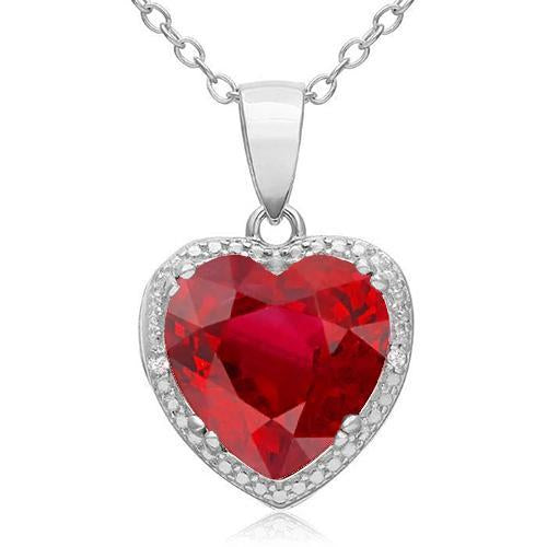 Collier pendentif rubis rouge de 11.10 ct avec diamants en or blanc - HarryChadEnt.FR