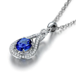 Collier pendentif tanzanite Coupe Ronde 3 carats avec diamants 14K