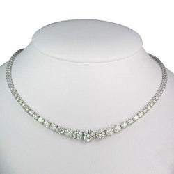 Collier pour femme avec diamants ronds taille brillant 32 ct en or blanc 14K
