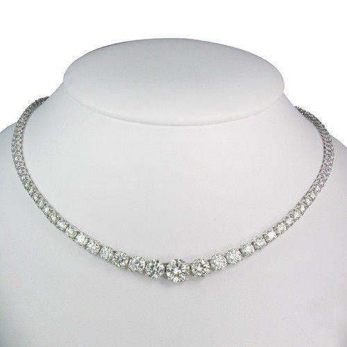Collier pour femme avec diamants ronds taille brillant 32 ct en or blanc 14K - HarryChadEnt.FR