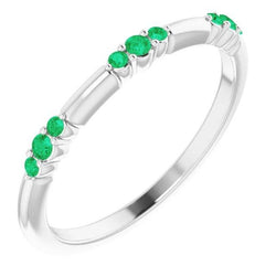 Columbian Green Emeralds 0.60 Carats Band Femme Bijoux