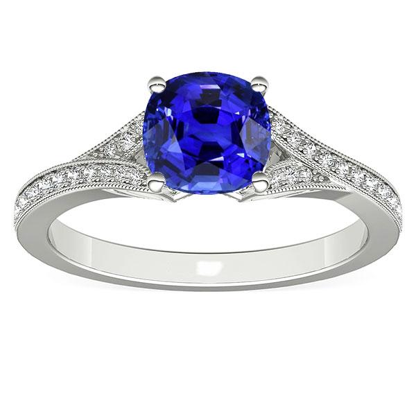 Coussin Bague Saphir Pierres Précieuses 3.50 Carats Bijou Femme Tige Fendue - HarryChadEnt.FR