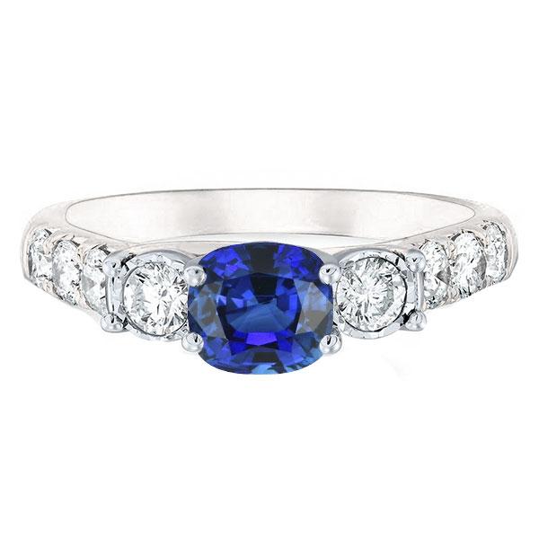 Coussin Bague Saphir Pierres Précieuses Sertie Diamants Ronds 2.50 Carats - HarryChadEnt.FR