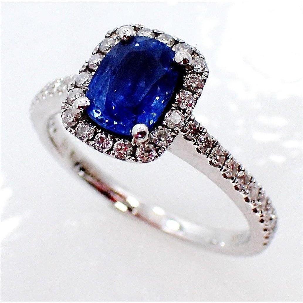 Coussin Ceylan Saphir Bague Diamant Or Bijoux 3.00 Ct - HarryChadEnt.FR