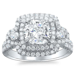 Coussin et bague de mariage magnifique halo de diamants Coupe Ronde 6.40 ct
