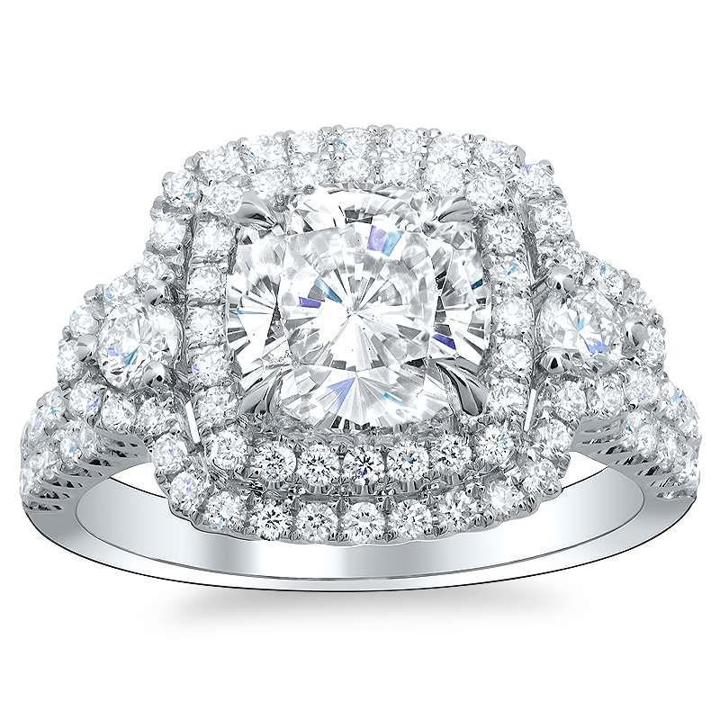 Coussin et bague de mariage magnifique halo de diamants taille ronde 6.40 ct - HarryChadEnt.FR