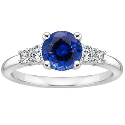 Dames Diamant Bijoux Rond Ceylan Saphir Cinq Pierres 2.50 Carats