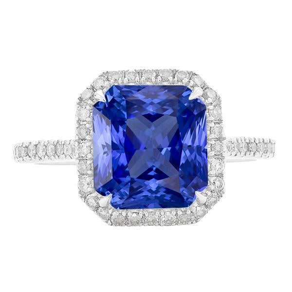 Dames Halo Diamant Bijoux Ceylan Saphir Prong Set Or 5 Carats - HarryChadEnt.FR