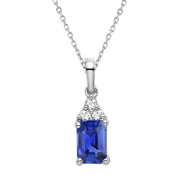 Dames emerald ceylan sapphire & diamant pendant collier 1.25 quilates