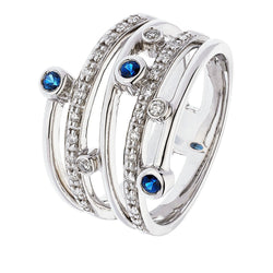 Diamant Anniversaire Bande Lunette Sertie Ronde Bleu Ceylan Saphirs 1 Carat