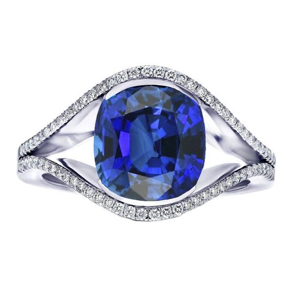 Diamant Bijoux Bague Saphir Ceylan Ovale Tige Fendue 4.50 Carats - HarryChadEnt.FR