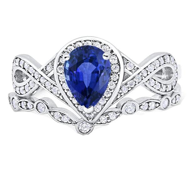 Diamant Ceylan Saphir Alliance Ensemble Couronne Style 3.50 Carats - HarryChadEnt.FR