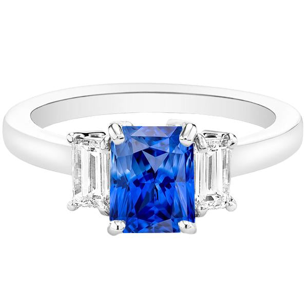 Diamant Gemme Bijoux 2 Carats Ceylan Saphir Bague Prong Baguettes - HarryChadEnt.FR