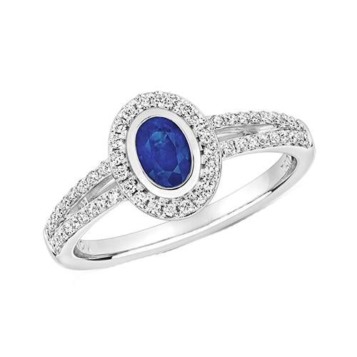 Diamant Halo Bague Lunette Sertie Ovale Ceylan Saphir Gemme 2.50 Carats - HarryChadEnt.FR