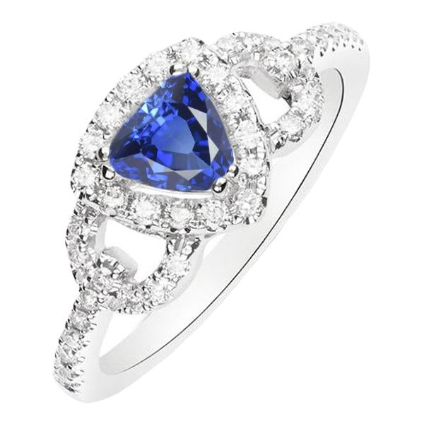 Diamant Halo Trillion Srilanka Sapphire Bague 3 Carats Bijoux Accentués - HarryChadEnt.FR