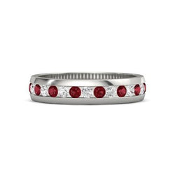 Diamant Rond Rubis Eternity Band 2.50 Carats Or Blanc 14K