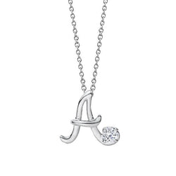 Diamant Rond Solitaire A Initiale 1 Carat Pendentif Or Blanc Bijoux