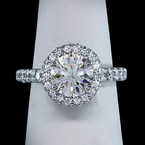 Diamant rond étincelant de 3.01 ct. Bague Halo Réglage Nouveau - HarryChadEnt.FR