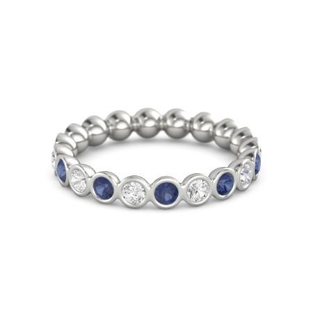 Diamond Eternity Band 1 carat lunette sertie ronde bleu saphir dames - HarryChadEnt.FR