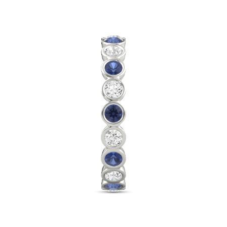 Diamond Eternity Band 1 carat lunette sertie ronde bleu saphir dames - HarryChadEnt.FR