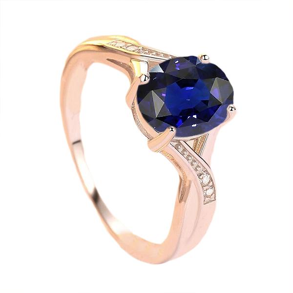 Diamond Jewelry Bague Saphir Bleu Foncé Coupe Ovale 3 Carats - HarryChadEnt.FR